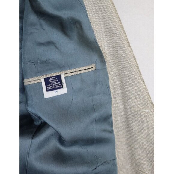 LANDS' END - MEN'S BEIGE SILK WOOL BLEND BLAZER JACKET - SIZE 42R - Picture 9 of 12